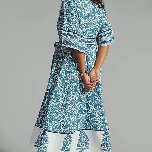 Anthropologie Sue Sartor Palladio Kaftan Blue Maxi Dress - Picture 4 of 10